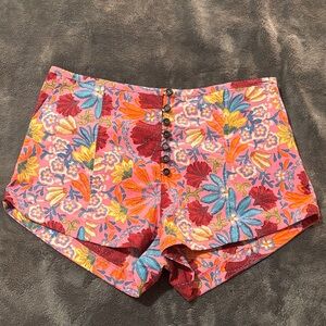 Olivaceous Pink Floral High Waist Shorts
